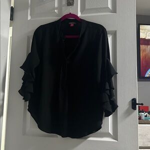 Vince Camuto Black Ruffled 3/4 Sleeve Blouse